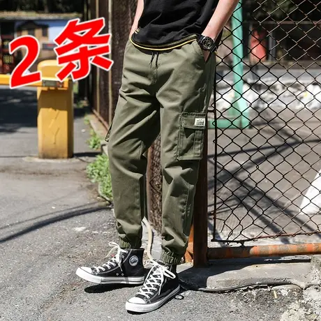 军绿色工装裤男潮牌配马丁靴秋冬季ins男士宽松束脚痞帅休闲裤子商品大图