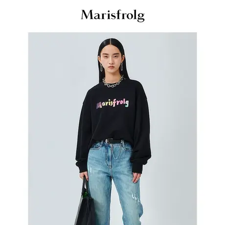 【艺术匠坊】玛丝菲尔时尚休闲百搭宽松包容显瘦廓形感印花卫衣女商品大图