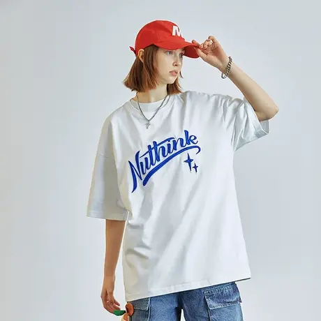 Nuthink美式字母圆领短袖T恤男潮牌潮流国潮宽松大码半袖男款夏季商品大图
