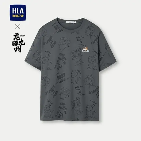 HLA/海澜之家卡通刺绣短袖T恤2024春夏新款圆领满身印花短袖男图片