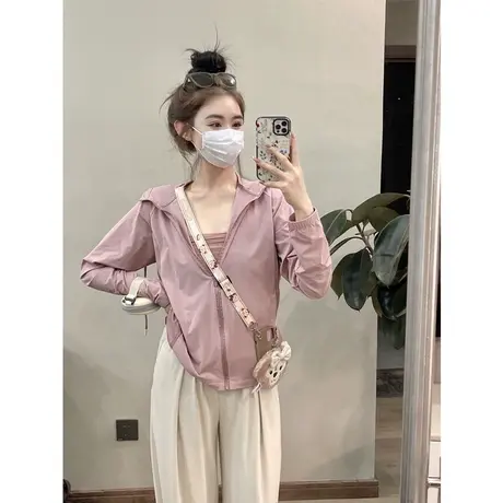 冰丝防晒衣外套女2023年新款夏季薄款宽松连帽透气开衫上衣防晒服图片