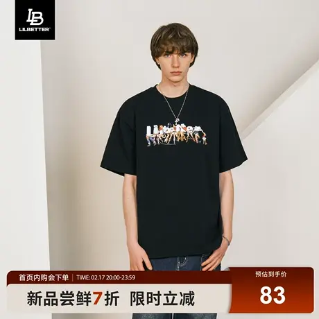 Lilbetter短袖t恤男夏季新款美式高街潮牌五分袖宽松休闲半袖体恤商品大图