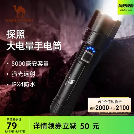 骆驼手电筒强光充电远射超亮电筒户外工作灯便携手电家用多功能商品大图