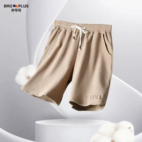 【华夫格压花柔软裤】宽松大码休闲短裤男加肥加大五分裤子男胖子图片