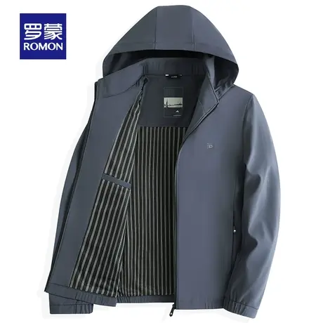 【可拆卸帽】罗蒙男士夹克2024春秋季新款中青年爸爸春装休闲外套图片
