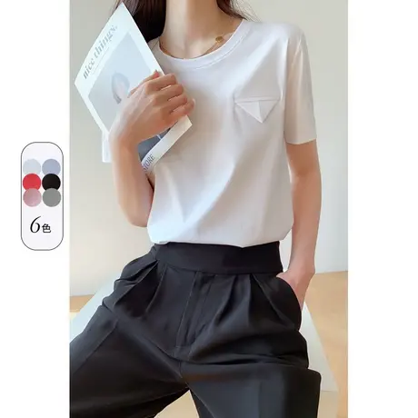 2023新款白色t恤女短袖上衣设计感小众内搭打底衫衣洋气衣服ins潮图片