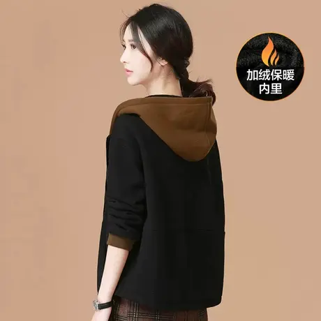 韩潮袭人加绒保暖连帽卫衣2023冬装新款女原宿风韩版宽松开衫外套图片