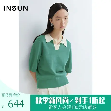 恩裳商场同款春季舒适醋酸棉挺阔灯笼袖时尚减龄毛针织衫图片