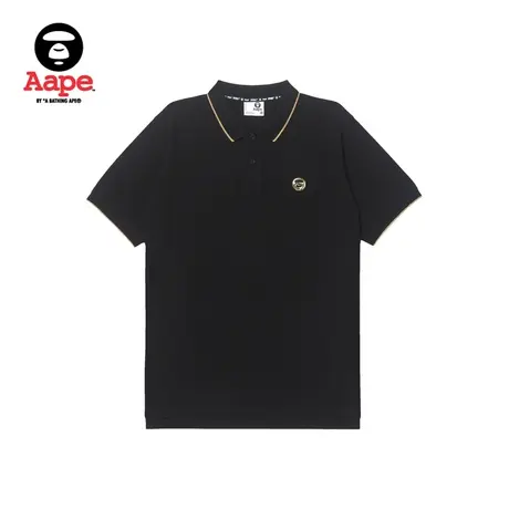 Aape旗舰店男装春夏反光猿颜徽章字母印花潮流POLO衫上衣1360XXK图片