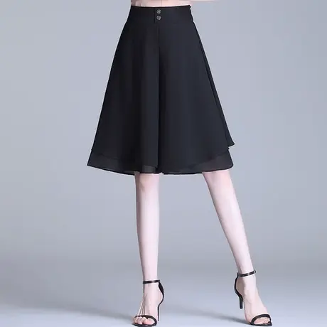 雪纺五分裤女夏薄款裙裤子2023新款高腰宽松垂感阔腿裤休闲中裤裙商品大图