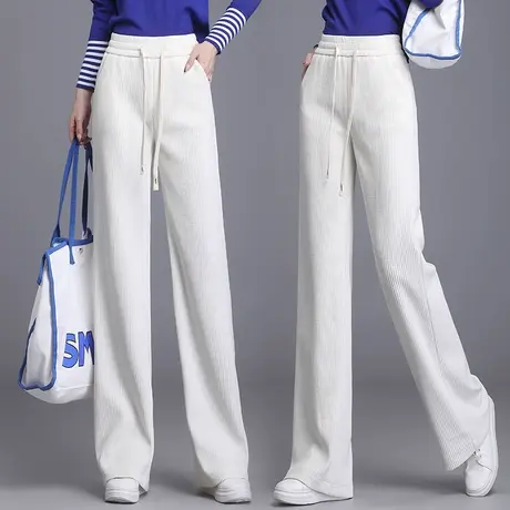 雪尼尔阔腿裤女2023年春秋新款垂感直筒休闲长裤拖地宽松显瘦女裤图片