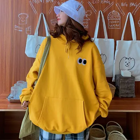 日系古着洋气卫衣女春秋薄款宽松韩版潮ins连帽上衣bf慵懒风外套商品大图