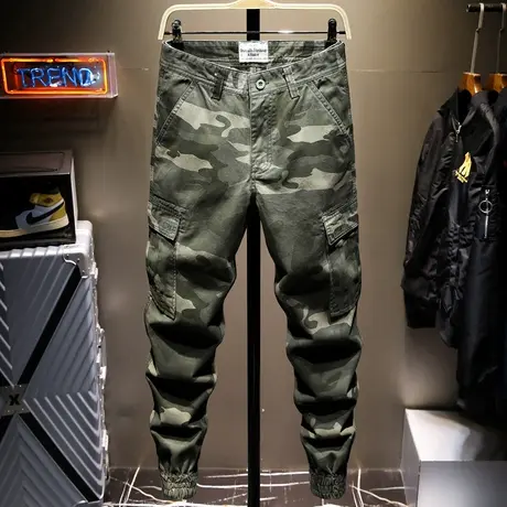 春夏款潮牌工装裤男宽松束脚男士休闲迷彩裤男长裤子男生韩版潮流图片