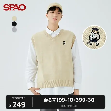 SPAO男士马甲秋冬新款韩国同款刺绣休闲马甲SPKVC49C01图片