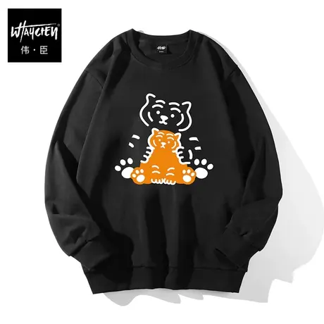 伟臣潮牌大码男装春季男士纯棉卫衣胖子加肥加大宽松肥佬圆领上衣商品大图