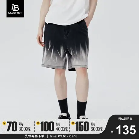 Lilbetter牛仔短裤男潮牌渐变中裤宽松直筒裤子美式vibe五分裤夏商品大图