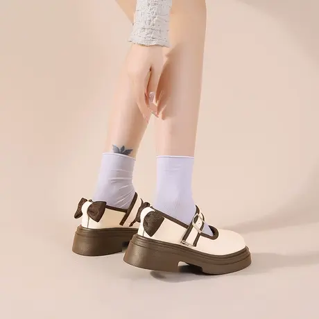 可爱蝴蝶结玛丽珍小皮鞋女2023春季新款复古英伦风厚底日系jk单鞋商品大图