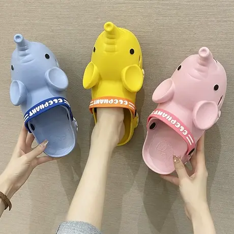 网红爆款大象包头洞洞鞋凉拖女外穿ins潮2023年防滑夏天沙滩拖鞋商品大图