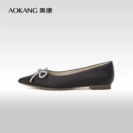 奥康女鞋 2023春秋季新款蝴蝶结简约气质舒适时尚尖头单鞋平底鞋商品大图