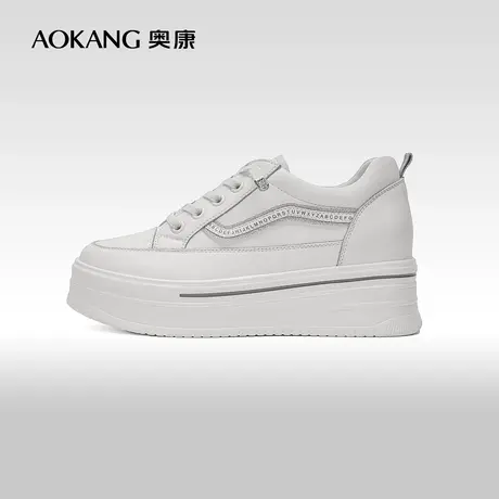 【门店发货】奥康女鞋 春秋季时尚休闲百搭舒适平底小白鞋图片