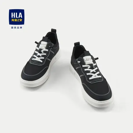 HLA/海澜之家系带休闲鞋2024新款柔软透气舒适耐穿防水圆头板鞋男图片