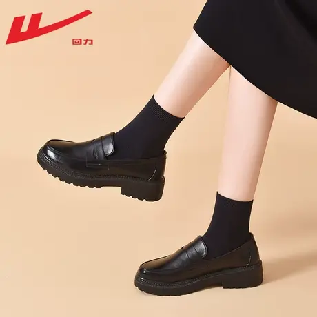 回力乐福鞋女2024新款英伦风小皮鞋黑色jk鞋子软底单鞋一脚蹬女鞋商品大图