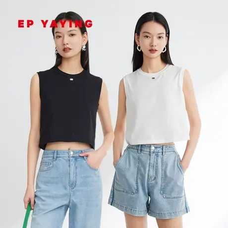 EP雅莹女装 复古修身舒适套头纯棉圆领背心 春夏商场同款5105A图片
