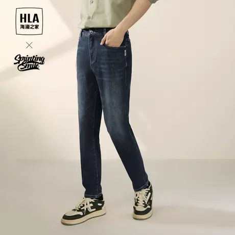 HLA海澜之家五袋款牛仔裤23秋新款SPRINTING SMILE系列水洗裤子男图片