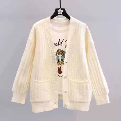 小香风毛衣外套女秋冬2023年新款日系慵懒风复古宽松百搭针织开衫图片