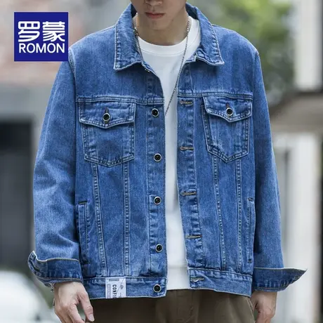 罗蒙牛仔外套男春秋季2023新款工装夹克衬衣美式潮牌复古痞帅宽松商品大图