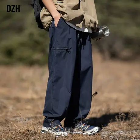 男士藏蓝色工装裤男日系裤子秋季男裤大码休闲裤潮牌阔腿裤直筒裤商品大图