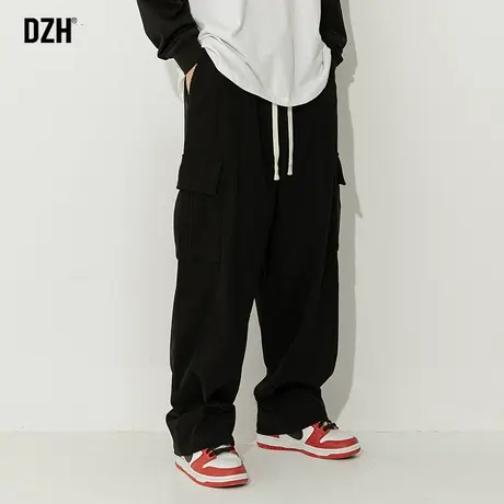 男士灯芯绒裤子宽松直筒美式工装裤男潮牌秋季休闲裤垂感黑色长裤商品大图