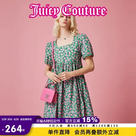 Juicy Couture橘滋春夏新款连衣裙短袖碎花裙刺绣印花通勤百搭女图片