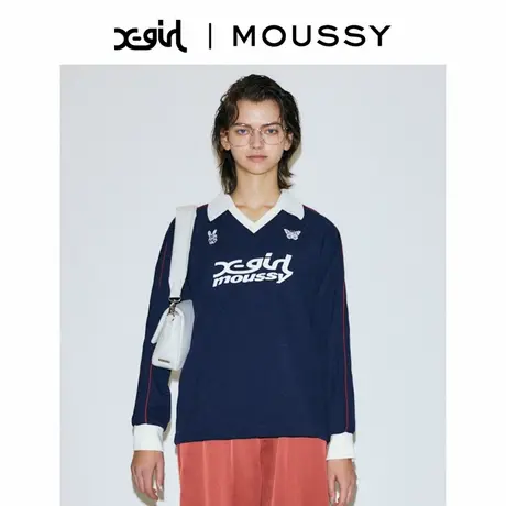 X-girl系列 MOUSSY 街头感美式校园风撞色针织衫女010GAL01-5260商品大图