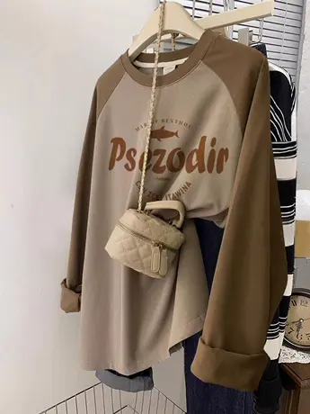 秋季薄款长袖T恤女2023新款爆款美式复古上衣ins高级感内搭打底衫商品大图