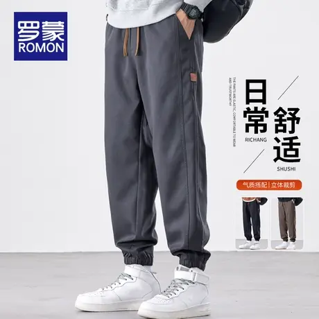 罗蒙男士休闲裤秋冬新款2025宽松束脚运动潮牌春秋宽松工装长裤子商品大图
