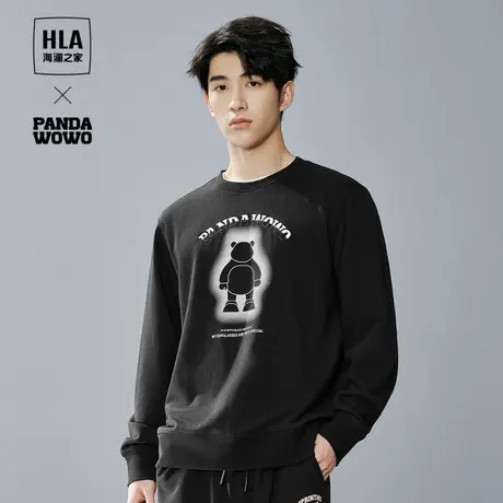 HLA/海澜之家panda wowo熊猫卫衣23秋季新款宽松毛圈印花上衣男图片
