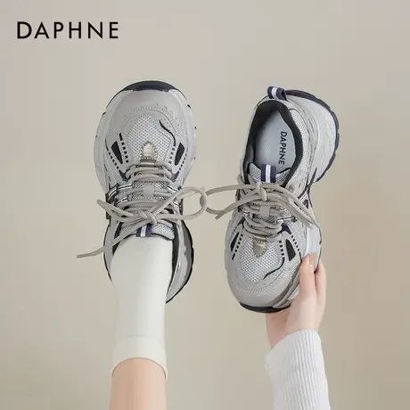 达芙妮厚底老爹鞋女款2025新款爆款银灰色鞋子女休闲百搭运动鞋女商品大图