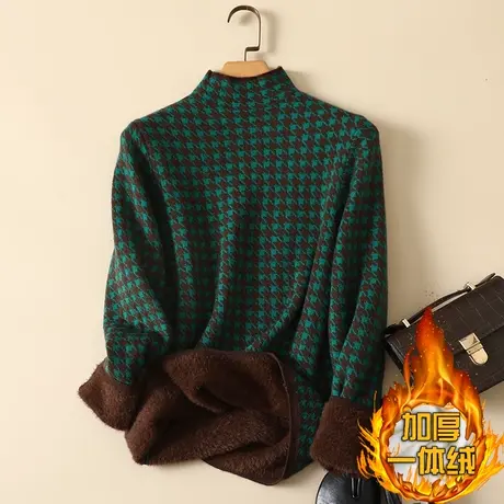 一体绒半高领毛衣女2022年秋冬新款加绒加厚洋气内搭针织打底衫女商品大图