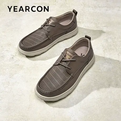 意尔康休闲鞋男2026夏款打孔舒适透气凉鞋真皮时尚轻便圆头爸爸鞋商品大图