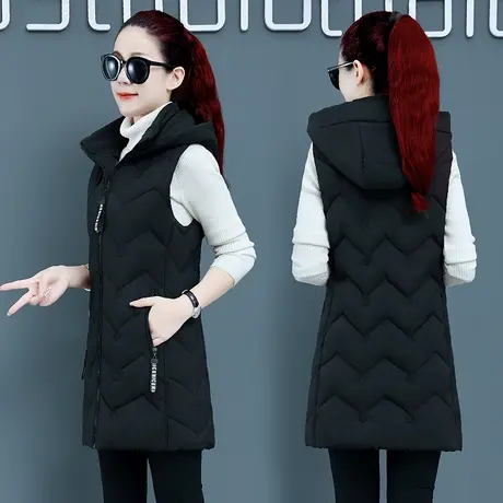 2023秋冬新款羽绒棉马甲女中长款坎肩外穿修身显瘦背心棉服马夹厚图片