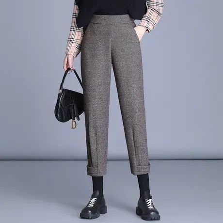 冬季小个子九分靴裤哈伦裤女2023新款高腰洋气显瘦萝卜裤休闲裤厚商品大图