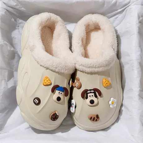2023棉拖鞋男士冬季居家室内包跟防水棉鞋外穿情侣可爱厚底棉拖女商品大图