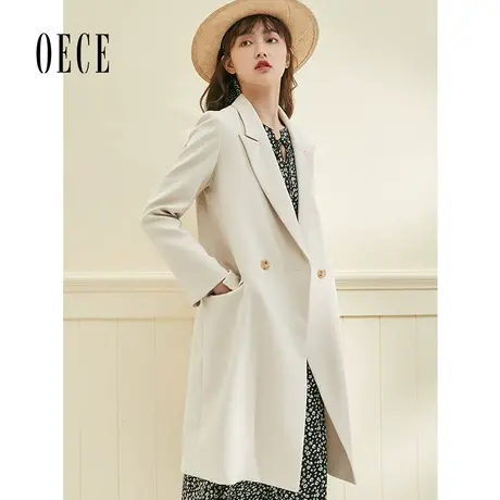 【买1送1】Oece秋装新款 高光大气场吸睛复古中长款修身西装外套商品大图