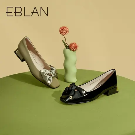 伊伴春季女鞋学院英伦风小皮鞋厚底平底乐福鞋蝴蝶结浅口单鞋商品大图