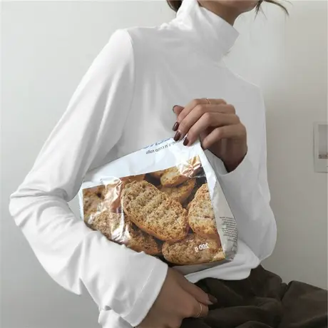 2023秋冬季新款白色内搭加绒德绒洋气半高领打底衫长袖t恤女上衣图片