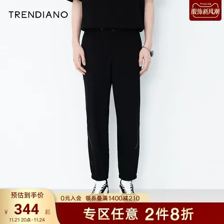 TRENDIANO官方夏季新款时尚简约休闲裤男士宽松百搭束脚九分裤潮商品大图