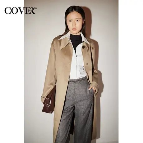COVER冬季衬衫式纯羊毛双面毛呢大衣图片