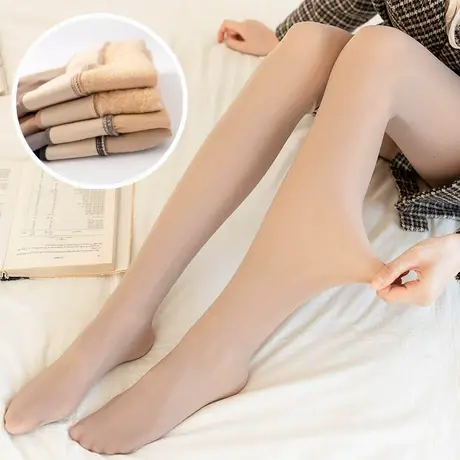 秋冬加厚假透肉打底裤加绒连裤袜裸感光腿神器透肤一体面膜水光袜图片