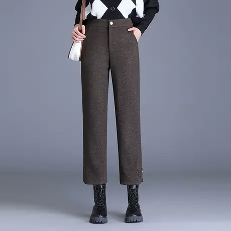 秋冬毛呢九分直筒裤女大码妈妈装休闲裤子2023新款显瘦时尚靴裤子商品大图